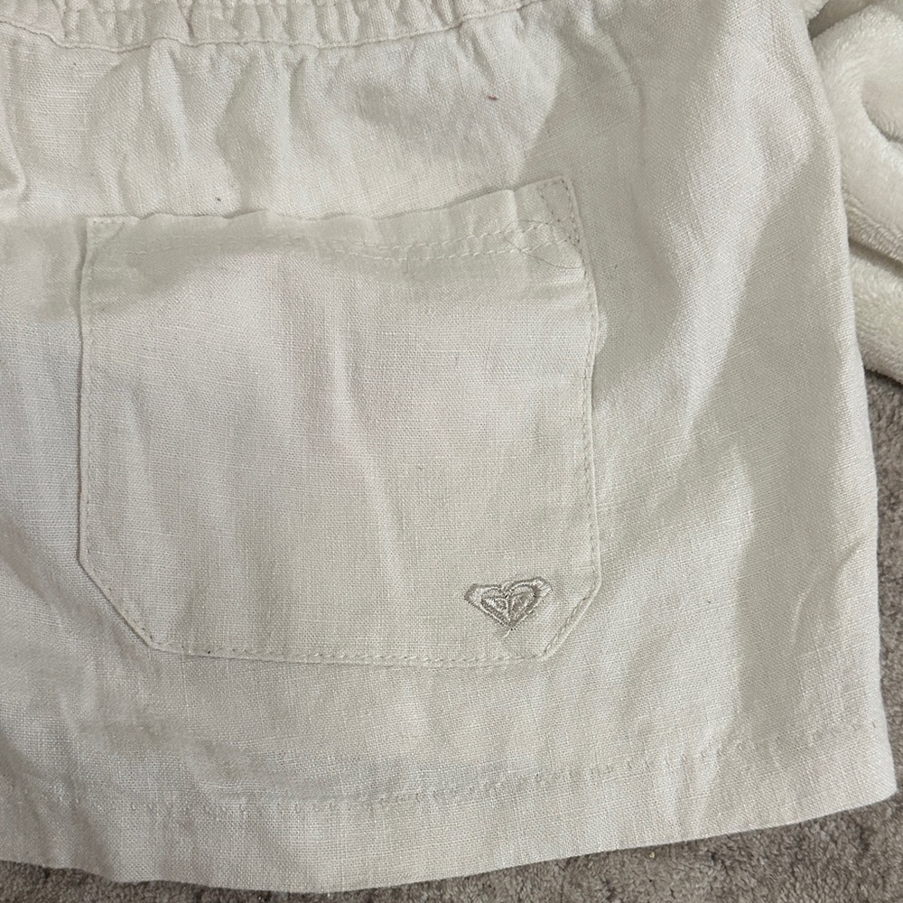 Roxy Cream Linen Drawstring Shorts - Picture 6 of 6